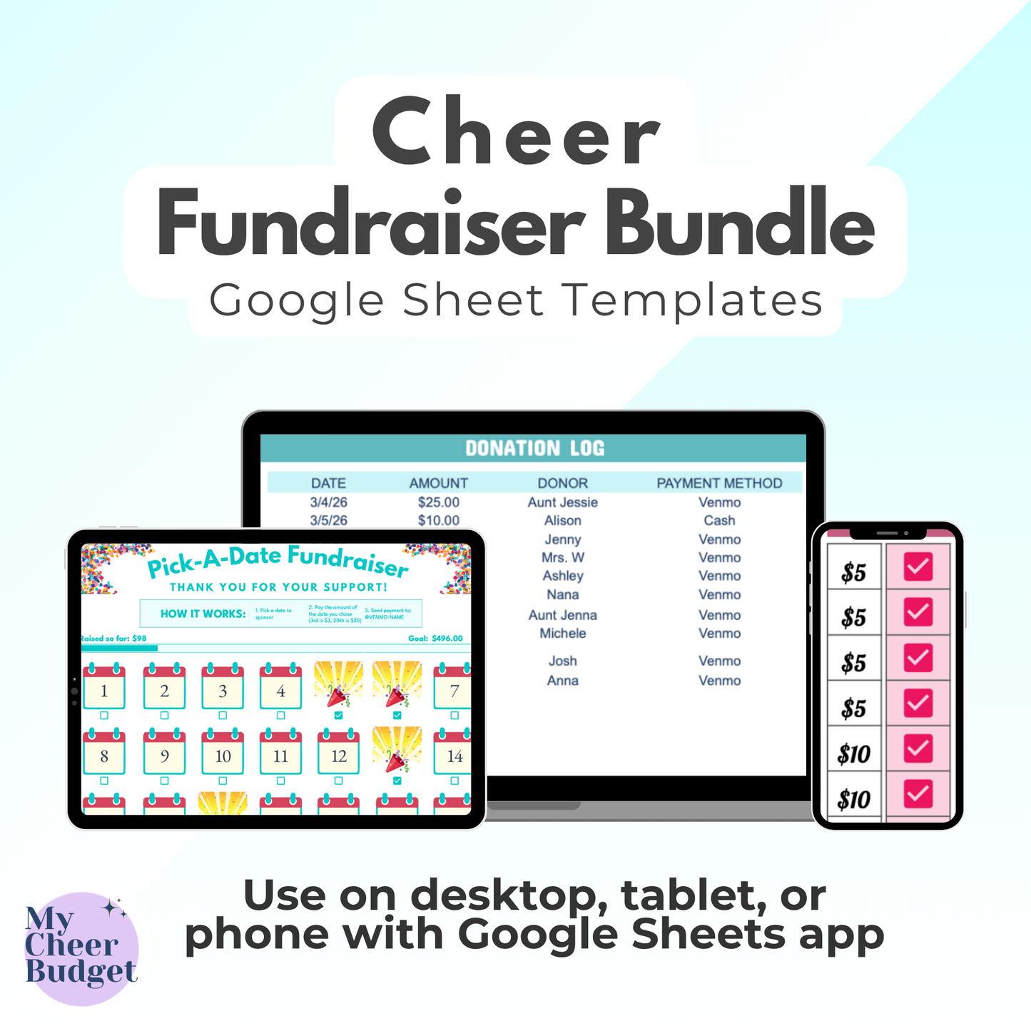 Fundraising Bundle, Ocean | Google Sheets Template