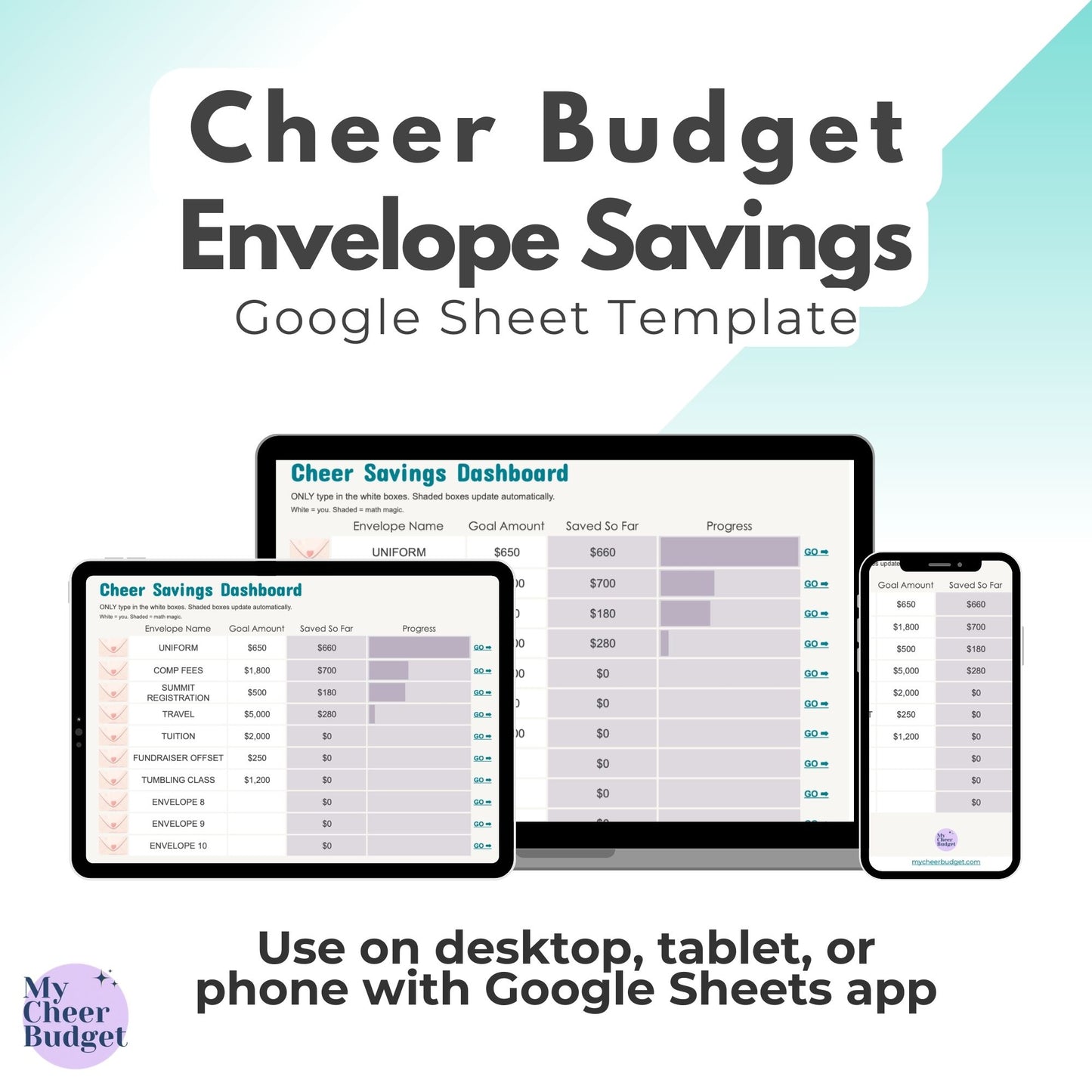 Digital Envelope Savings, Ocean | Google Sheets Template