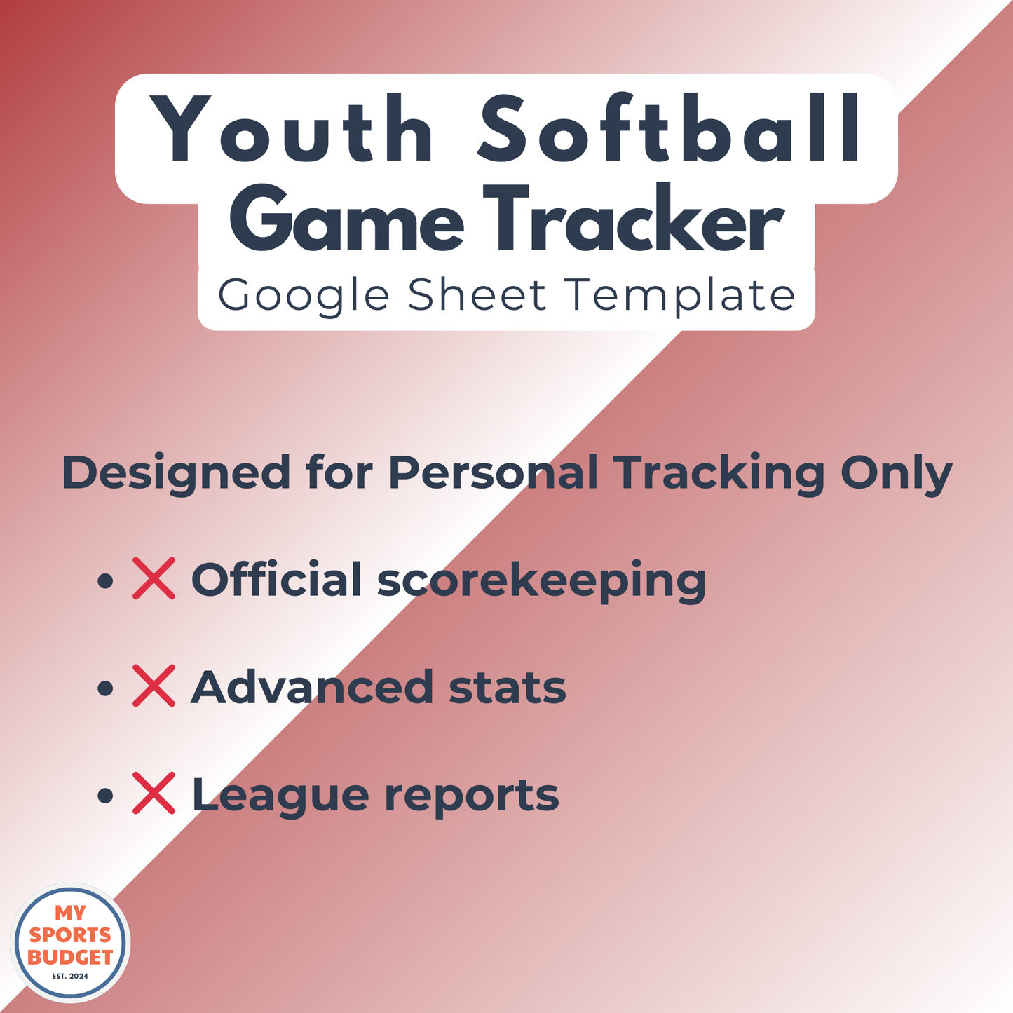 Youth Softball Scorekeeping | Google Sheets Template