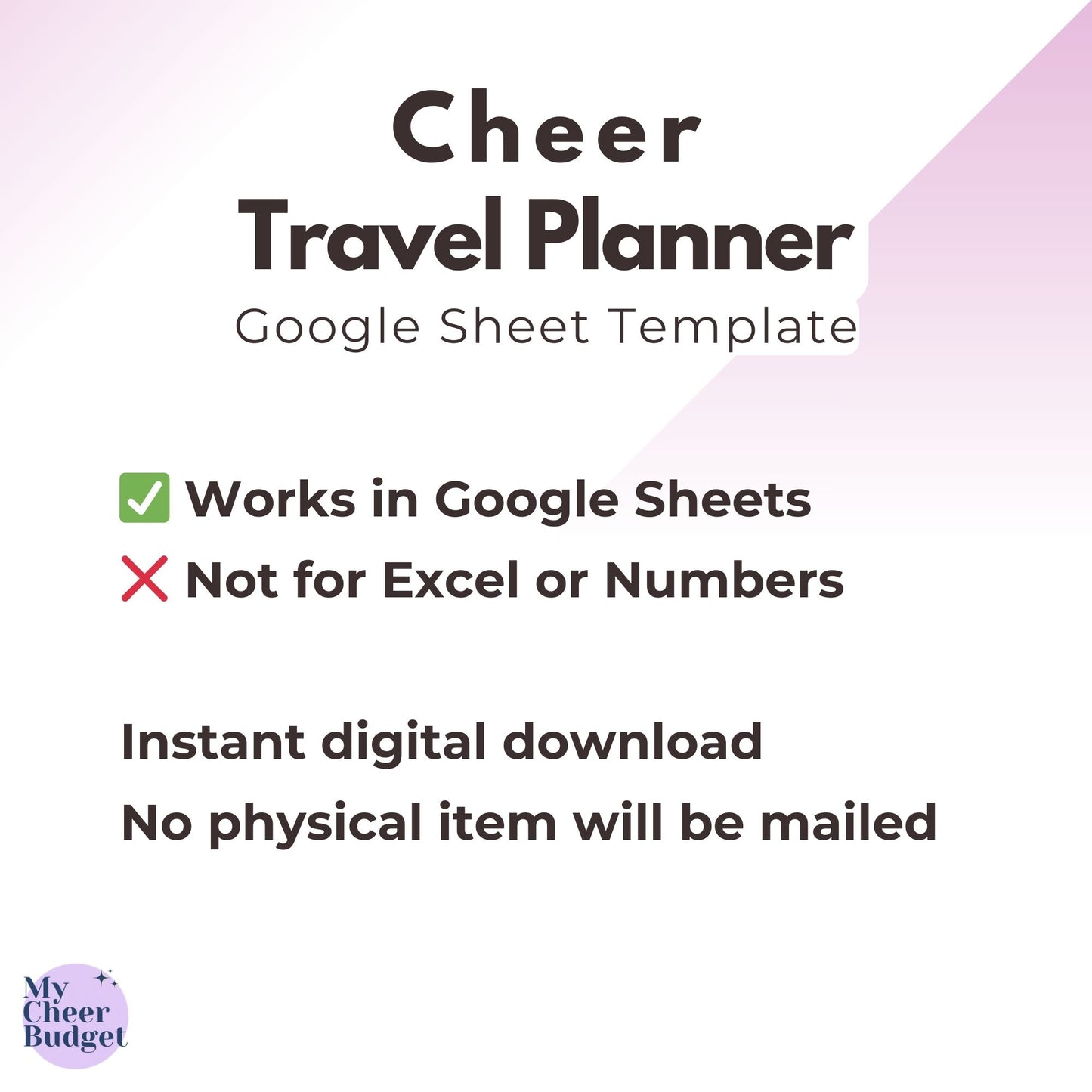 Cheer Travel Planner, Wildflower | Google Sheets Template