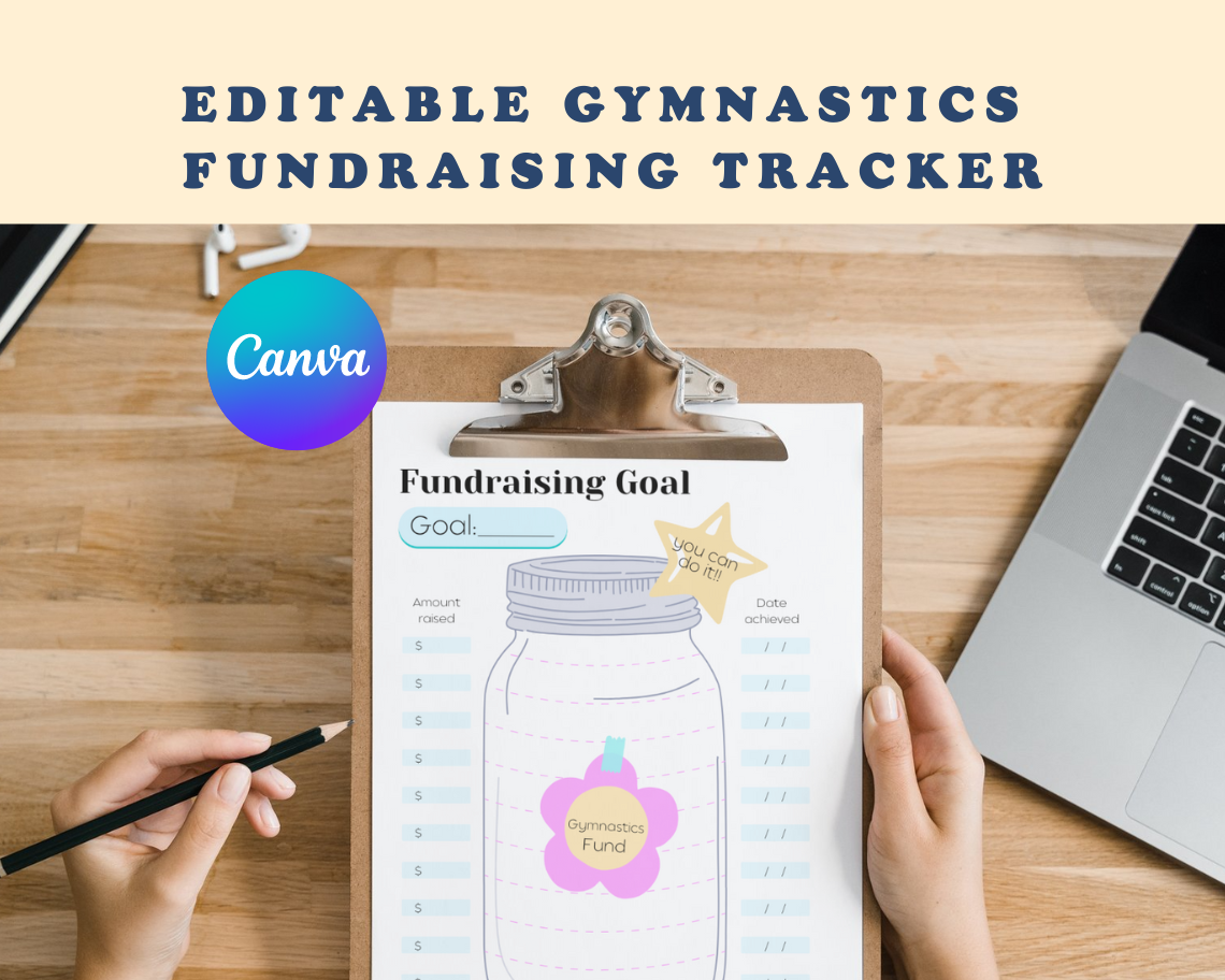 Customizable fundraising tracker Canva template