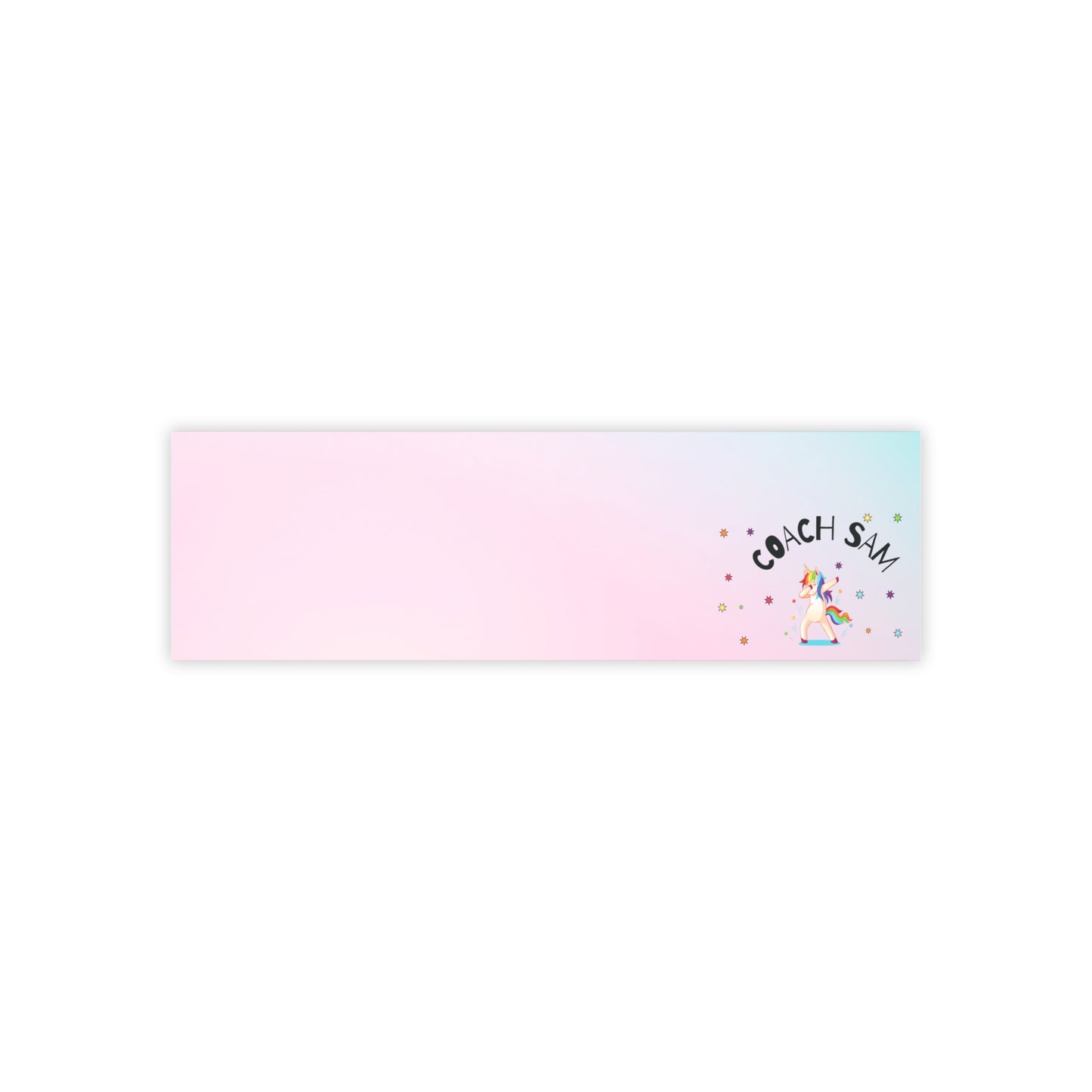 Personalized rainbow unicorn sticky notes with ombre pink and teal colors, perfect for coaches and desk stationery enthusiasts.