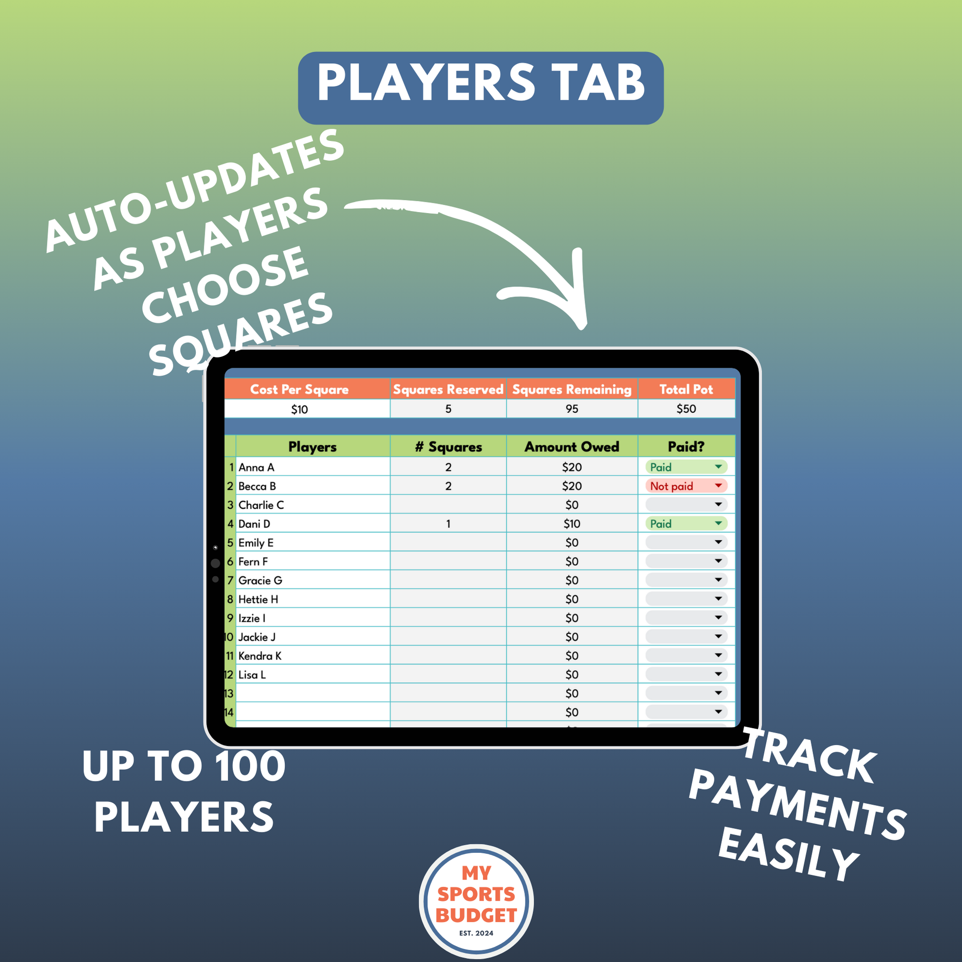 football squares google sheet spreadsheet template for fundraising