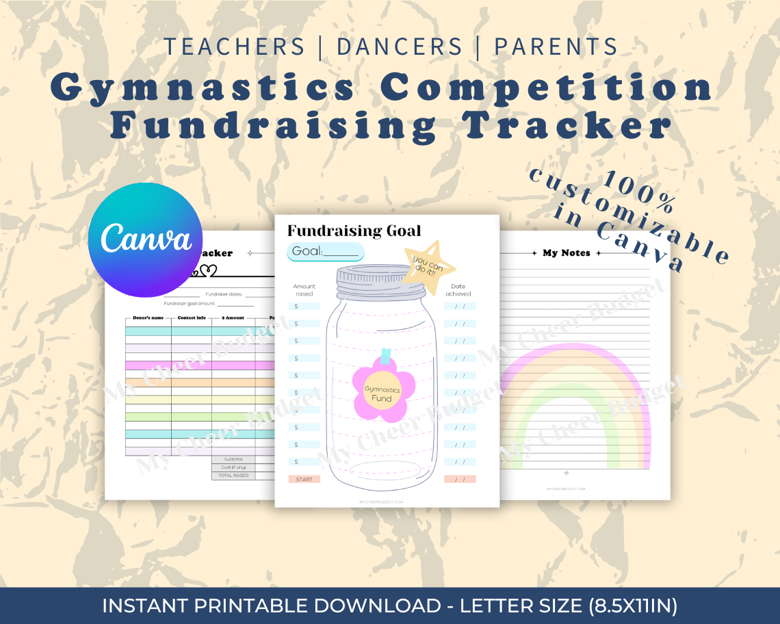 Customizable fundraising tracker Canva template