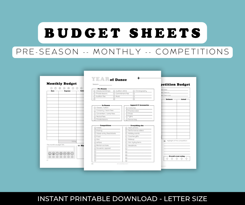 Competition Dance Budget Workbook | Digital Download