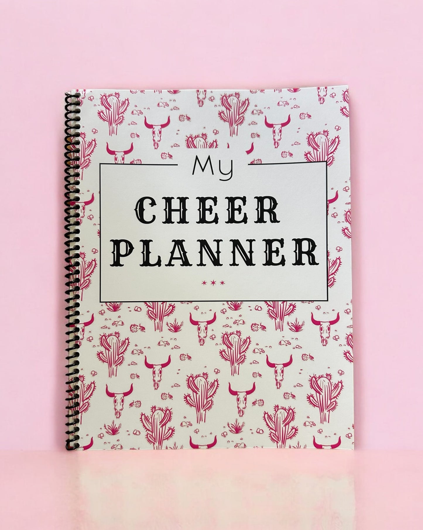 Spiral bound cheer planner in cowgirl theme