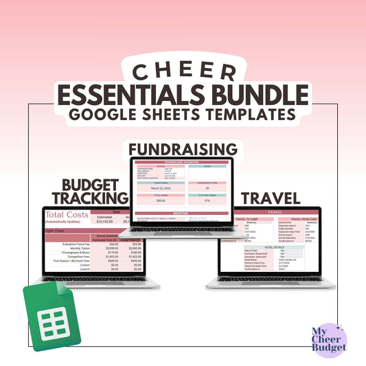 Cheer Essentials Bundle, Rose Garden | Fundraising + Budget + Travel Spreadsheets