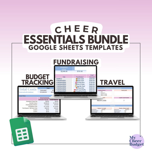 Cheer Essentials Bundle, Wildflower | Fundraising + Budget + Travel Google Sheets Templates