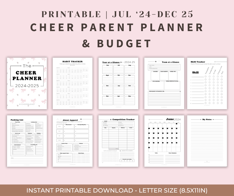 Pink Bows Cheer Planner 2024-2025 | Digital Download