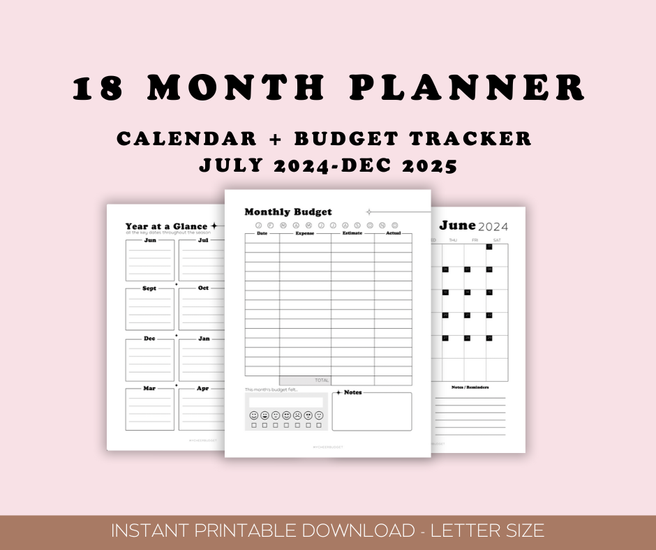 Pink Bows Cheer Planner 2024-2025 | Digital Download