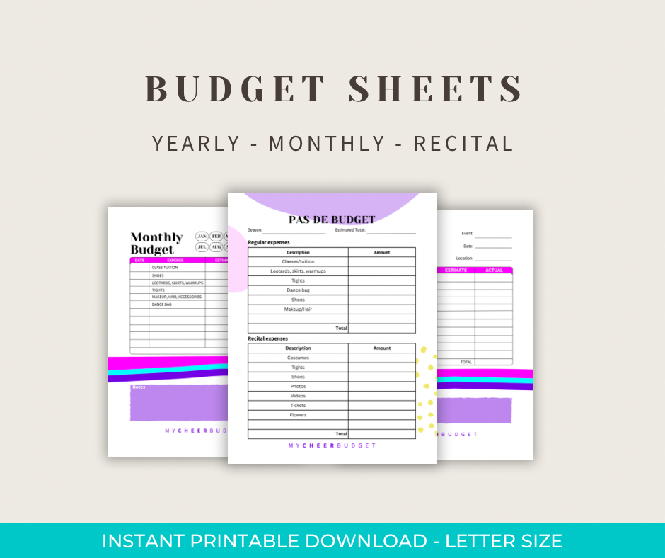 Dance Parent Budget Workbook | Digital Download