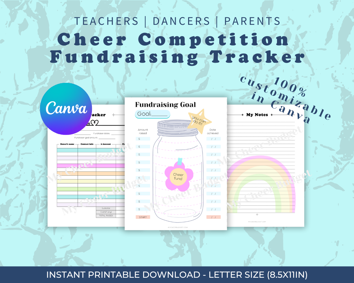 Customizable fundraising tracker Canva template