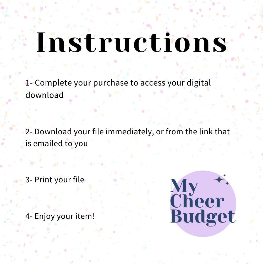 My First Cheer Skills Activity Dice | Digital Download