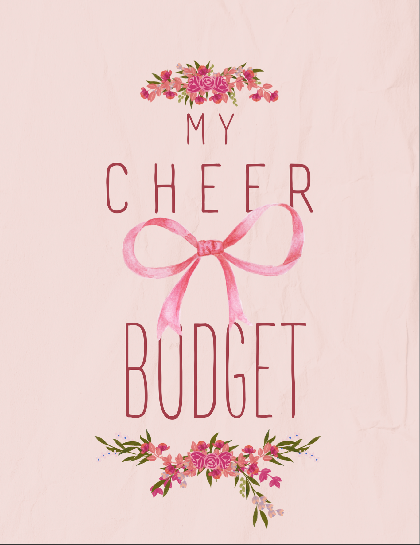 Pink Bow Cheer Parent Budget Workbook | Digital Download