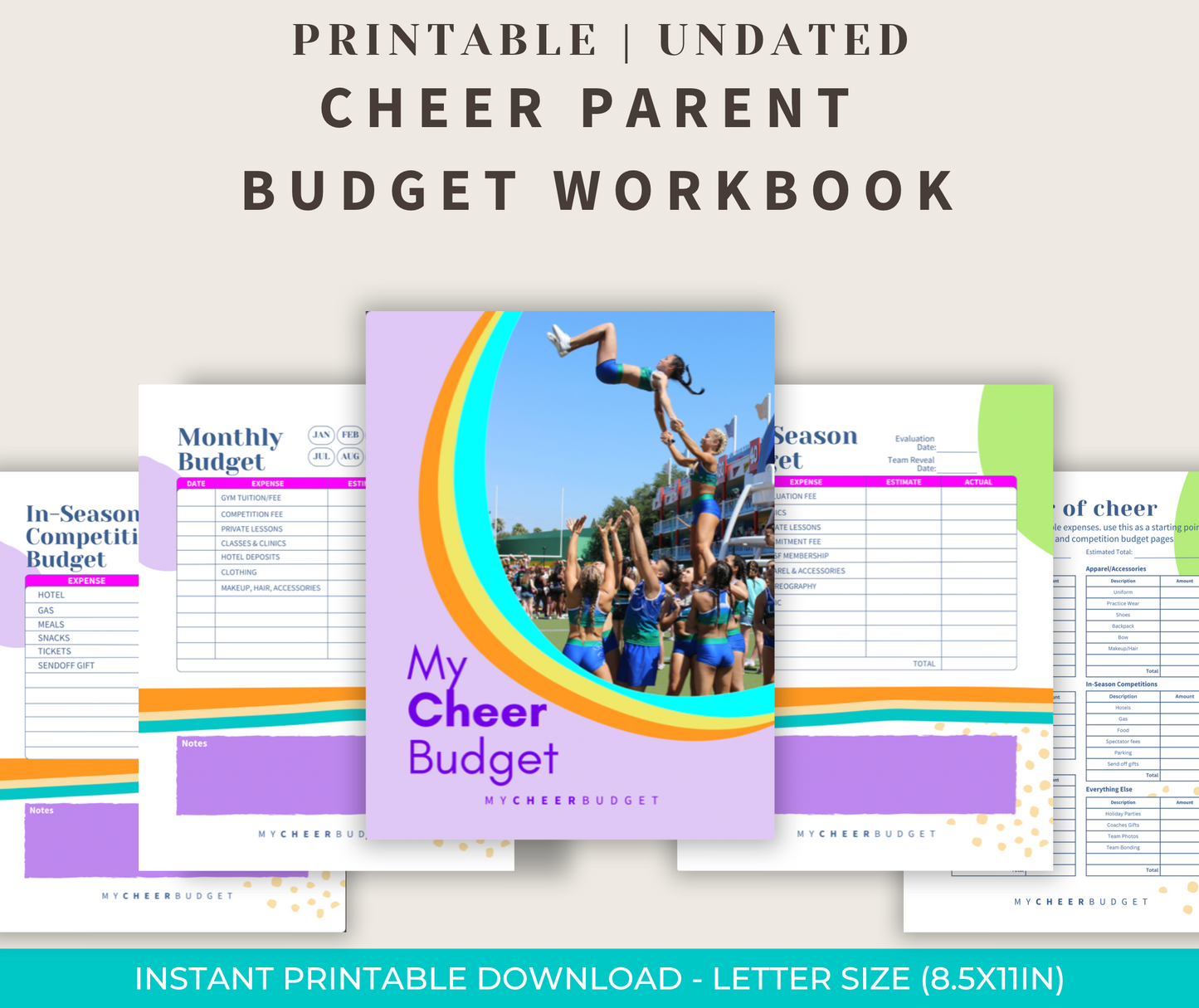 Rainbow Cheer Parent Budget Workbook | Digital Download