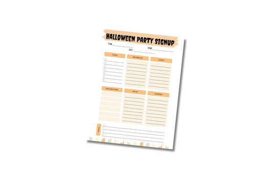 Halloween Party Planning Signup Sheet | Digital Download