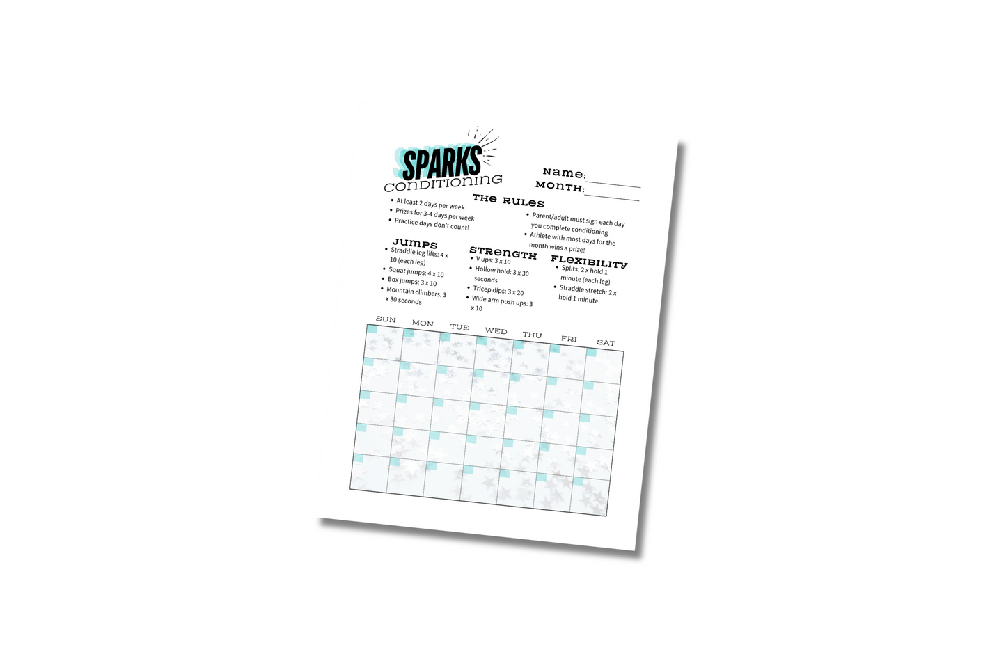 Cheer Conditioning & Workout Calendar | Canva Template | Digital Download