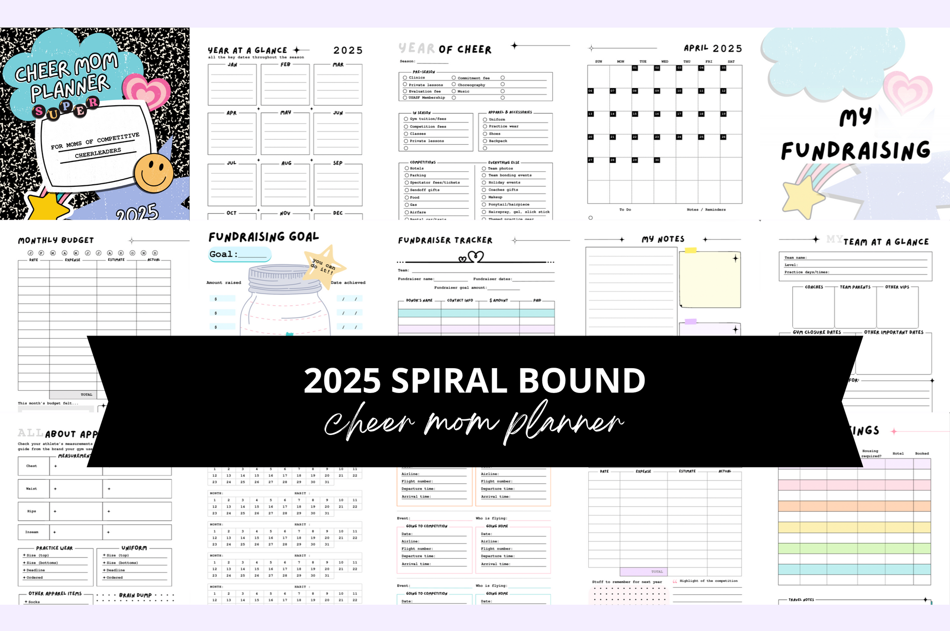 2025 spiral bound cheer mom planner