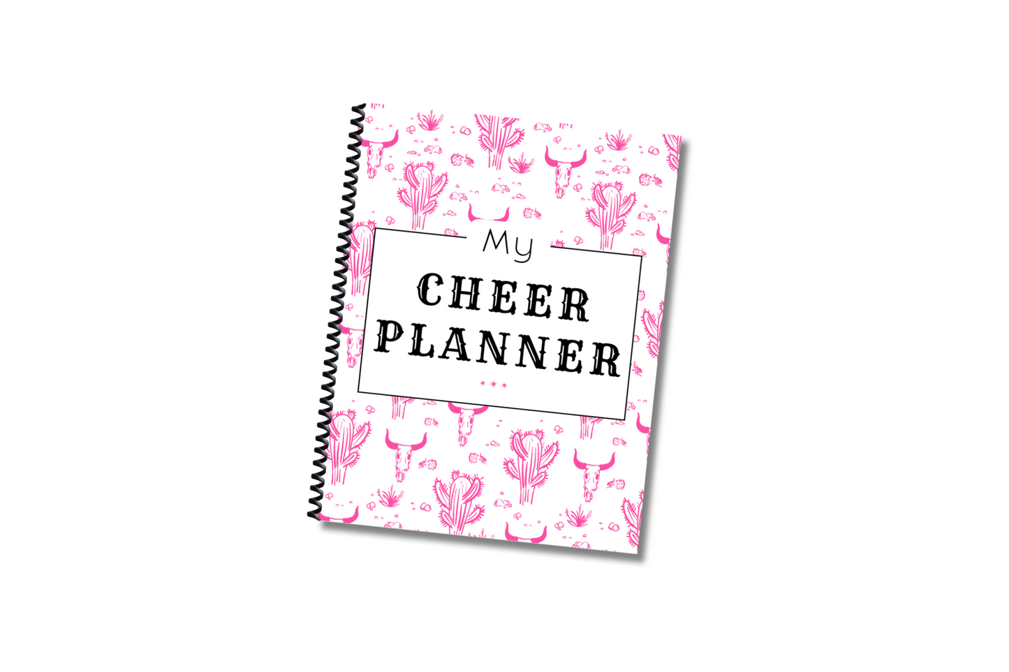 Spiral bound cheer planner in cowgirl theme