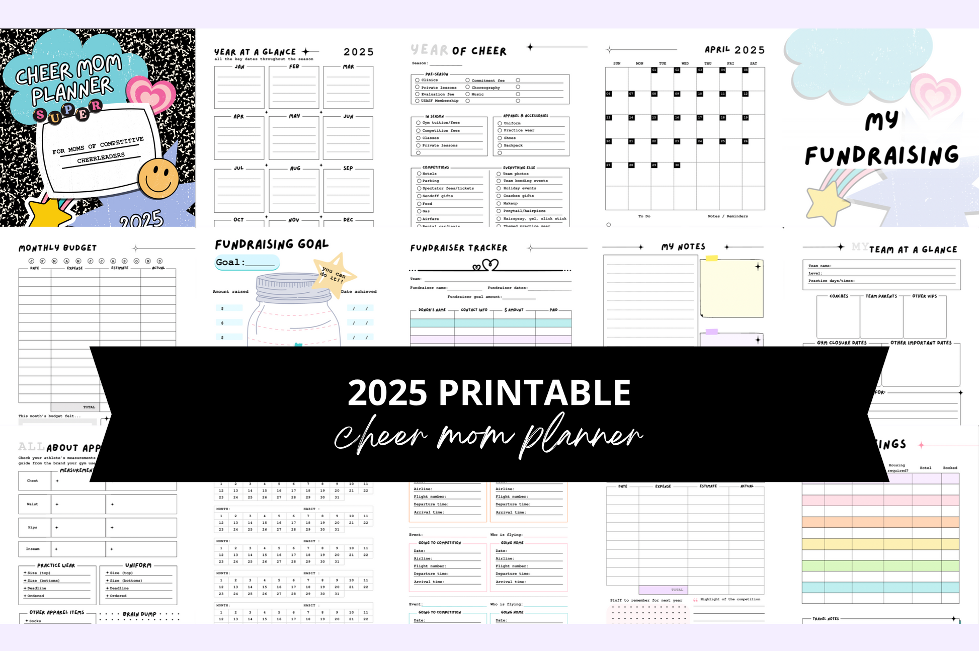 90s theme printable cheer mom 2025 planner