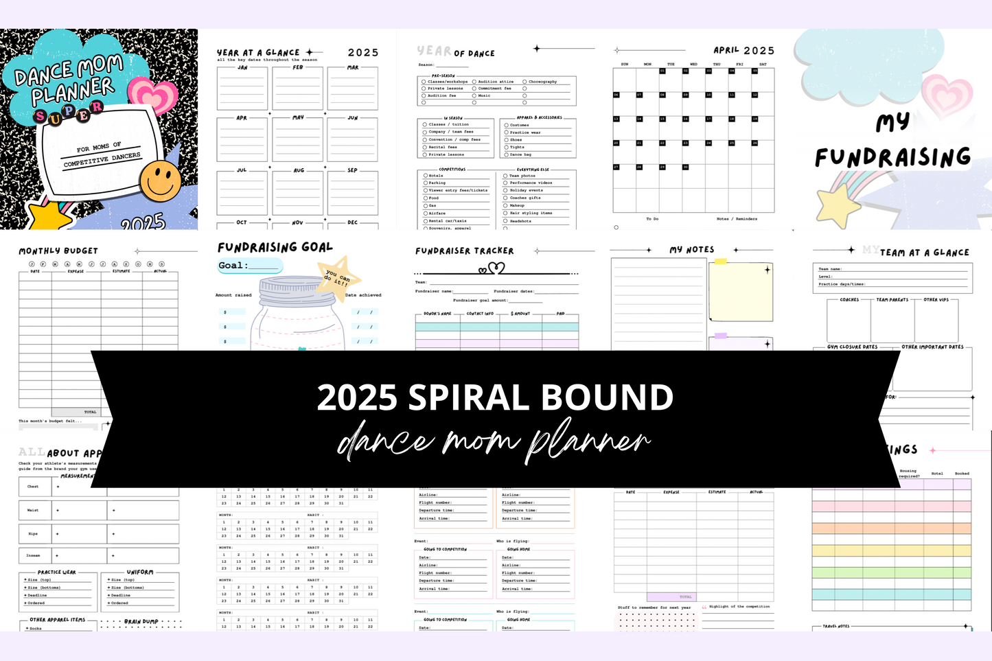 dance mom ultimate planner 2025, 90s vibes spiral bound