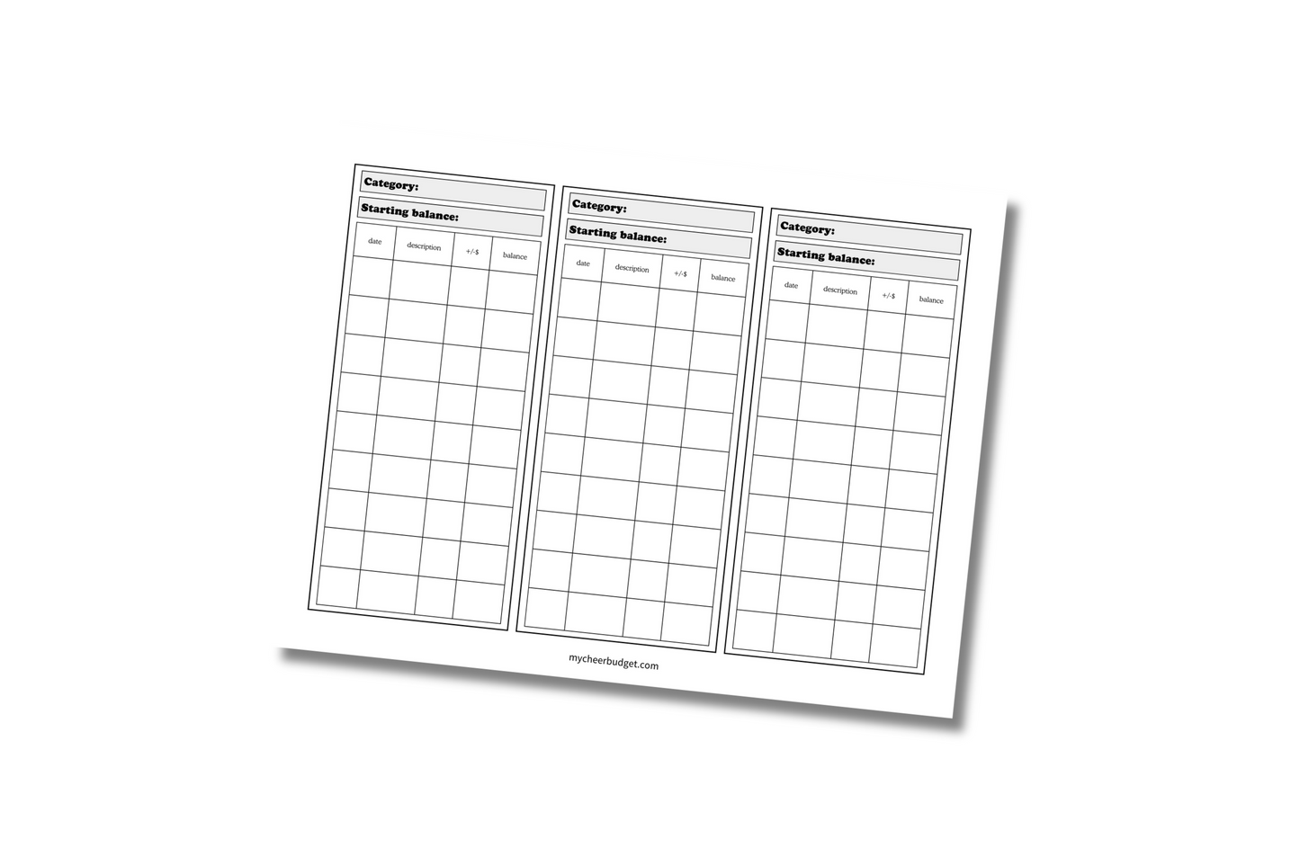 Cash stuffing Envelope System Customizable Inserts