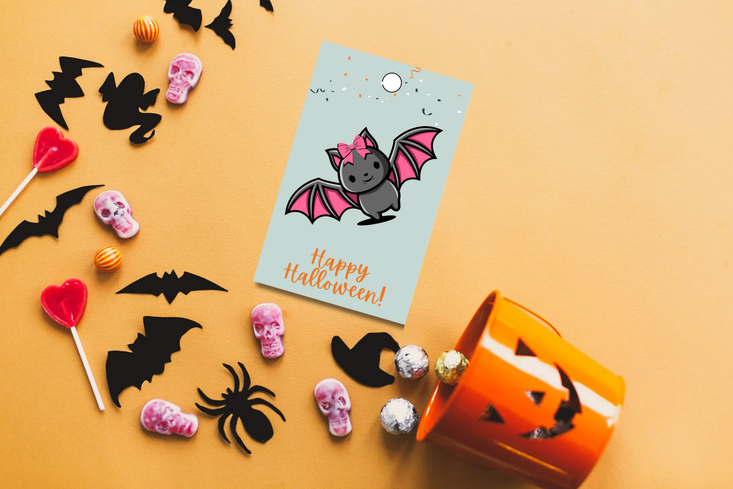 printable cheer bow halloween gift tag and treat tag