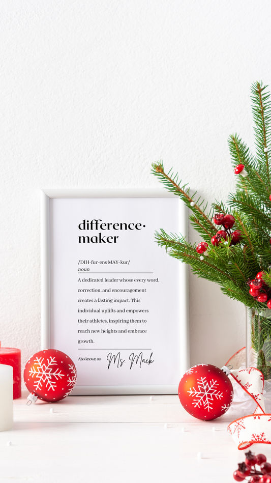 Personalized difference maker wall art, custom poster coach gift