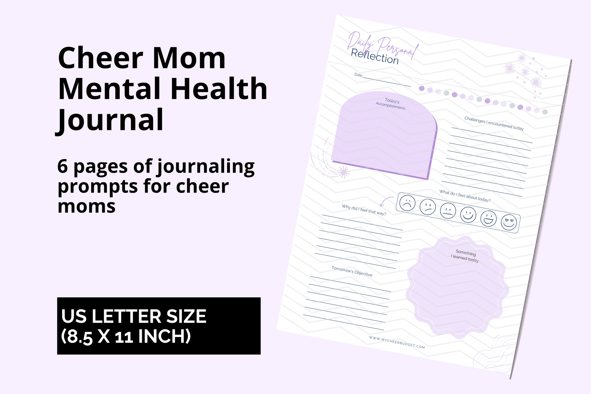 Mental Health & Wellness Journal Download – Cheer mom-focused printable journal download for promoting mental wellness and balance.