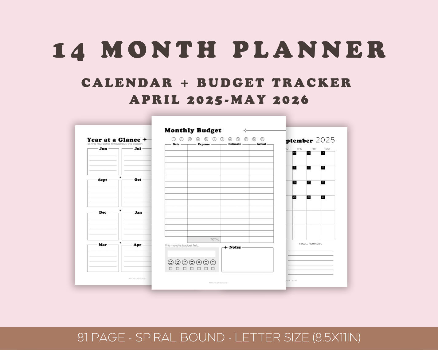 cheer mom planner, spiral bound 2025-2026 all star cheerleading organizer budget tracking, travel planning