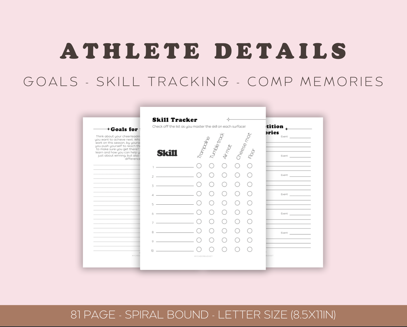 cheer mom planner, spiral bound 2025-2026 all star cheerleading organizer budget tracking, travel planning