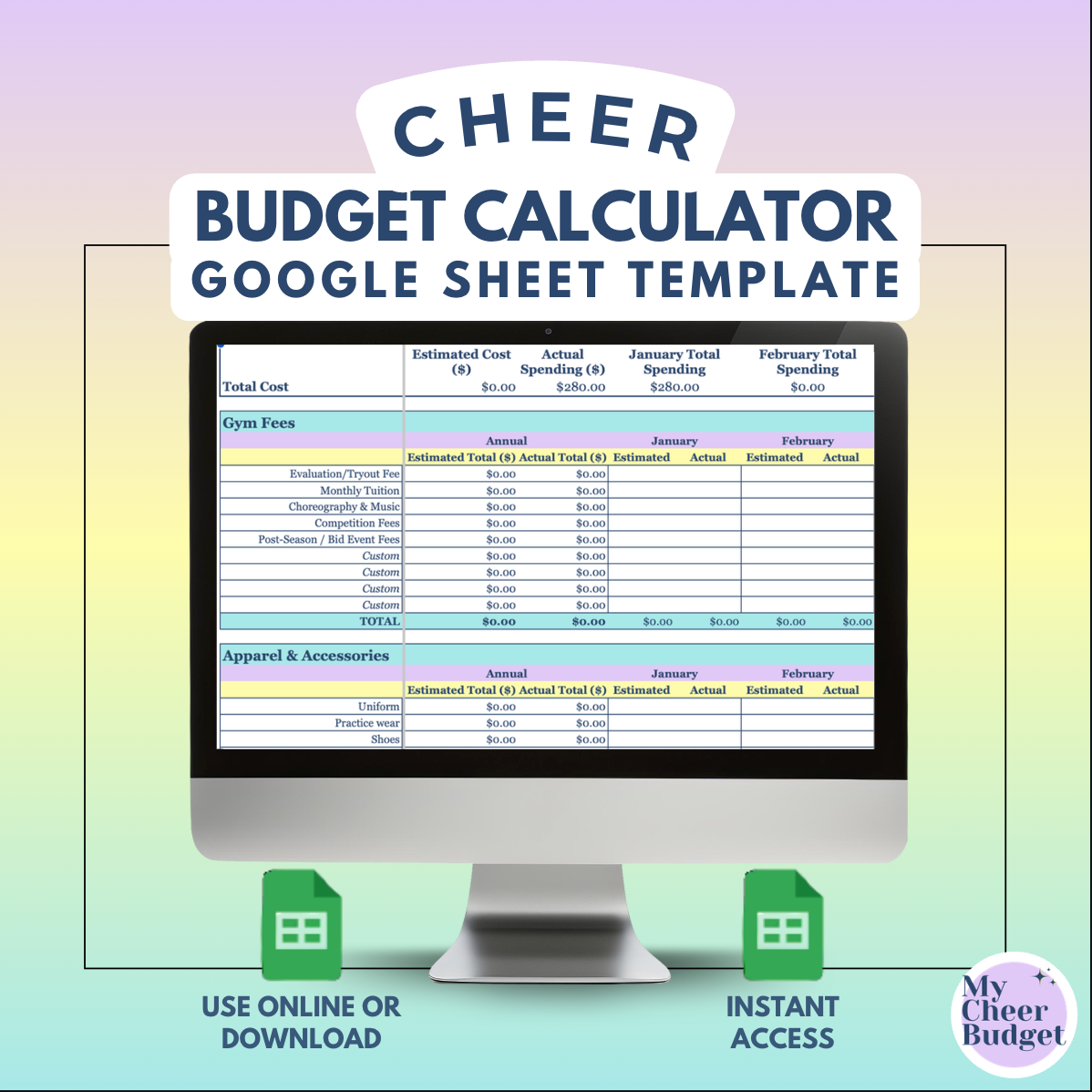 My Cheer Budget | Google Sheets Template
