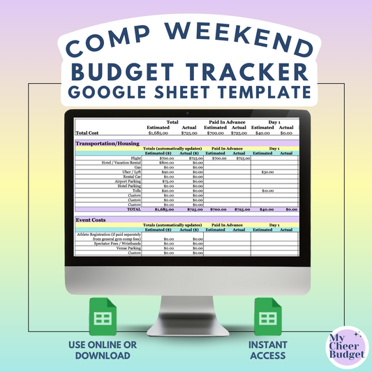 Comp Weekend Budget Tracker | Spreadsheet Template