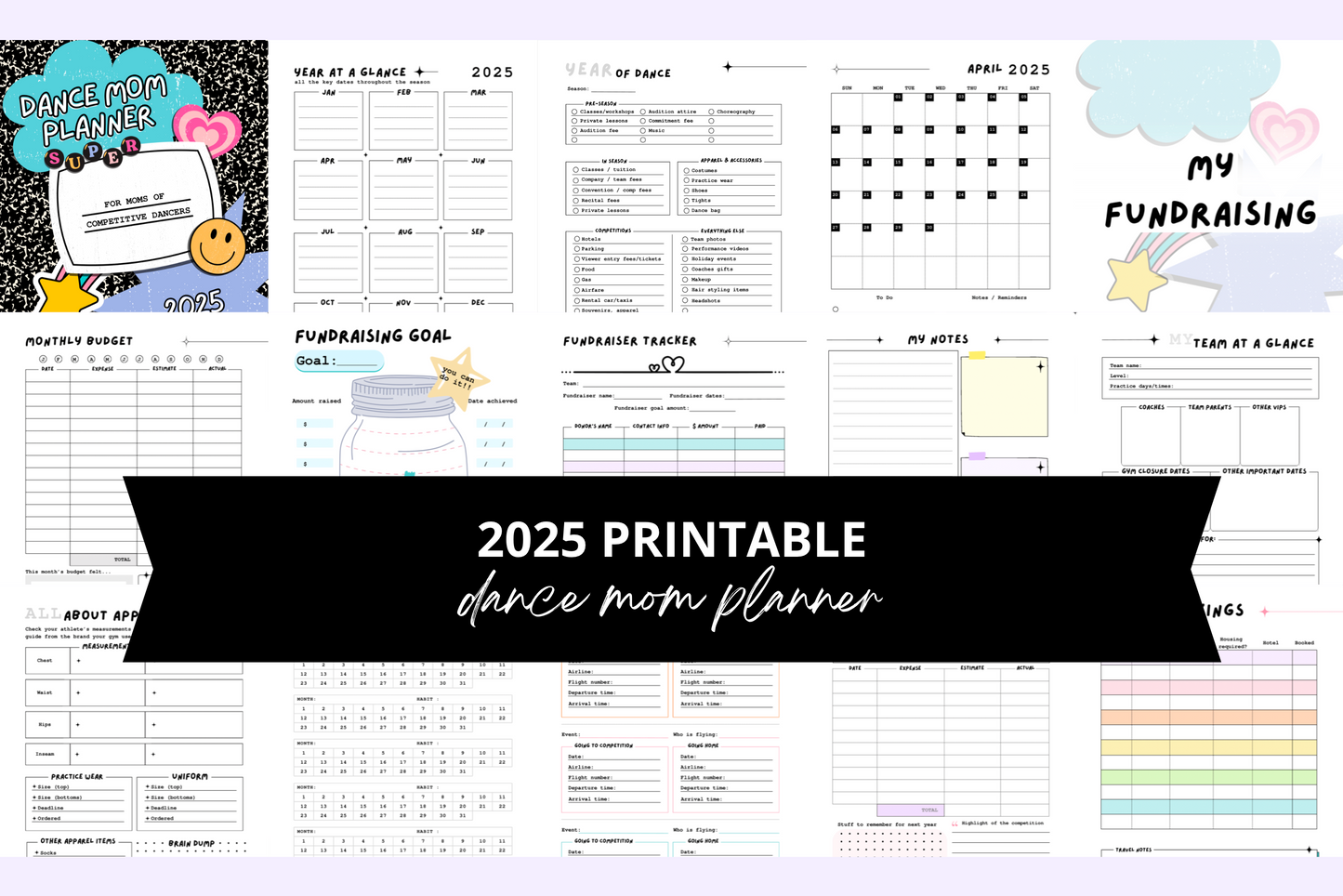 dance mom ultimate planner 2025, 90s vibes printable