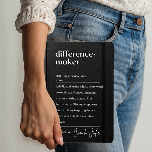 hardcover personalized planner for coaches with difference maker definition, coach gift