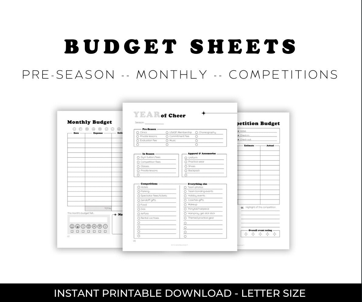 Black & White Cheer Parent Budget Workbook | Spiral Bound