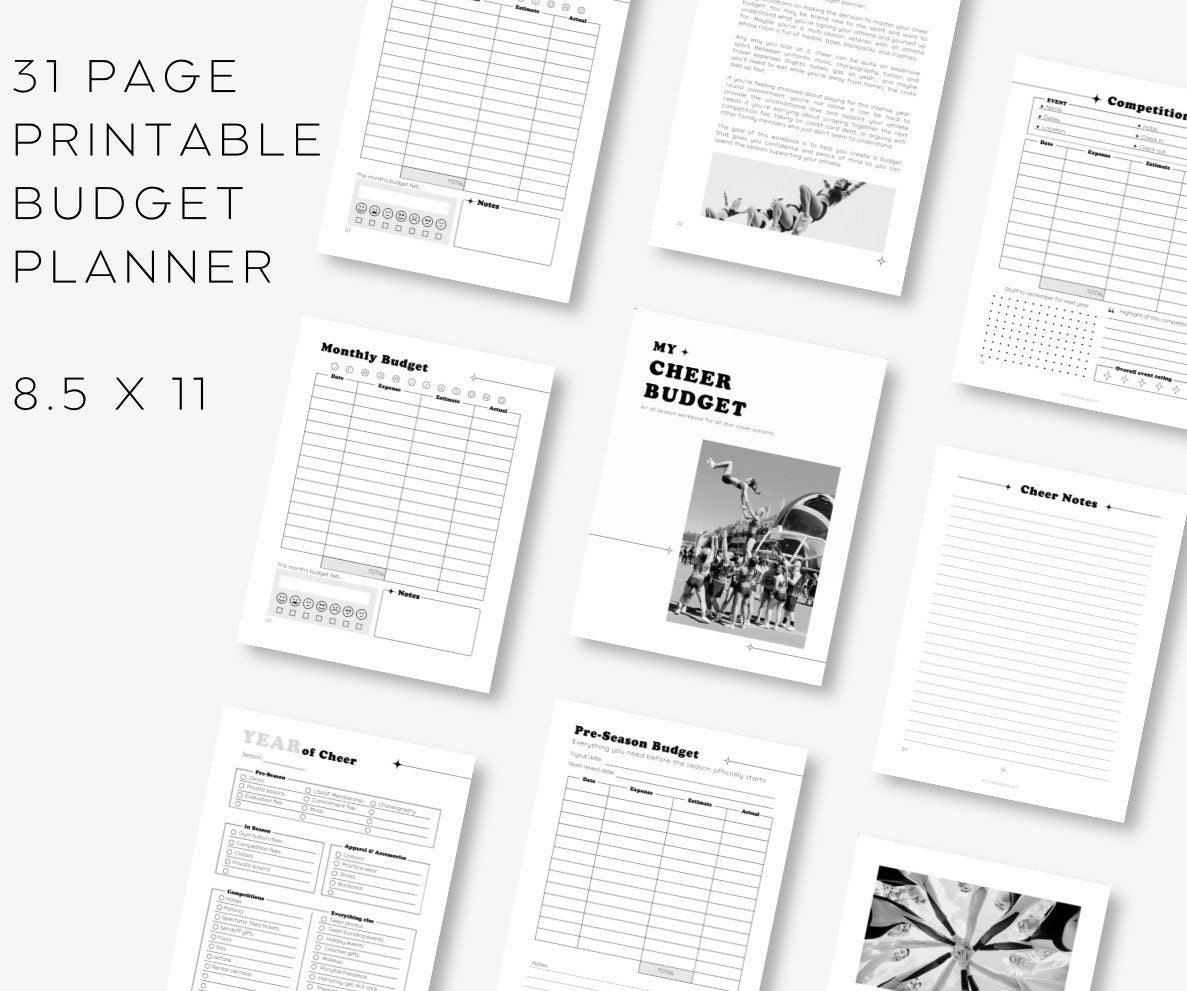 Black & White Cheer Parent Budget Workbook | Spiral Bound