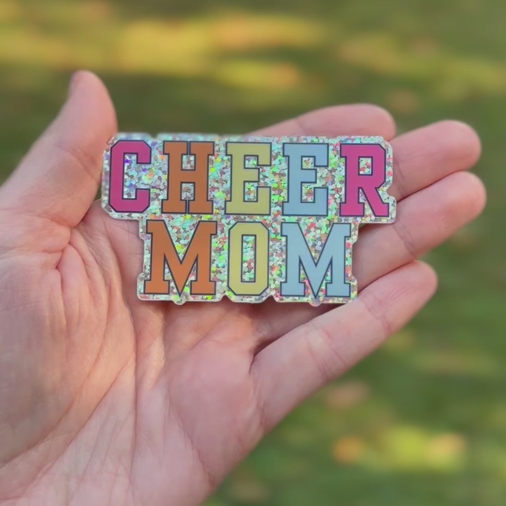 cheer mom glitter vinyl sticker